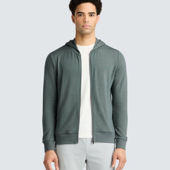 Unbound Merino Men's Compact Travel Hoodie - Dusty Teal Medium - Picture 1 of 6